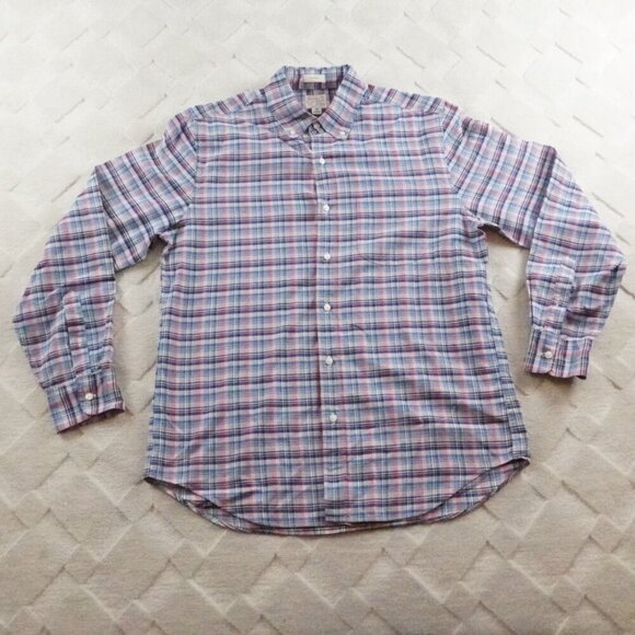 J.Crew Classic Fit Oxford Button Up Shirt Mens Medium Plaid Multi Color - Picture 1 of 10